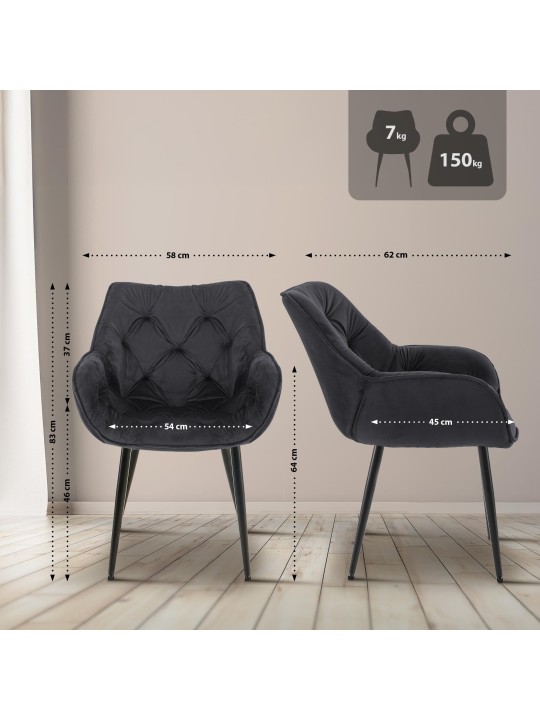 Stolička Tanna Velvet, čierna Stolička Tanna Velvet, čierna