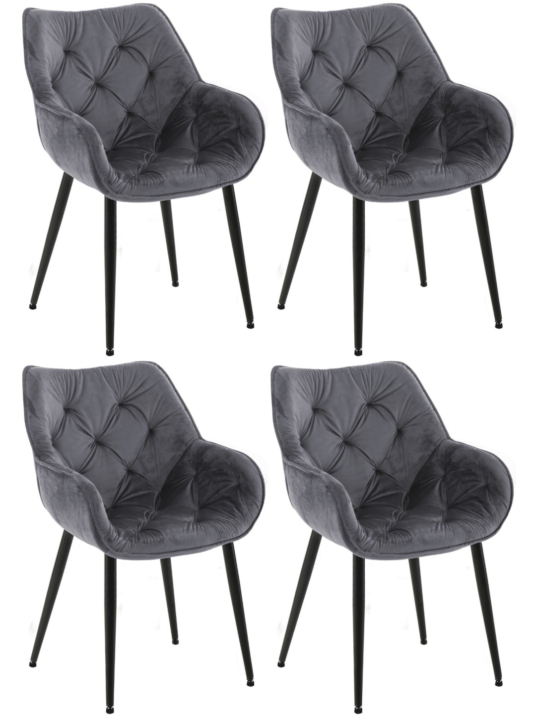 Sada 4 stoličiek Tanna velvet, tmavosivá