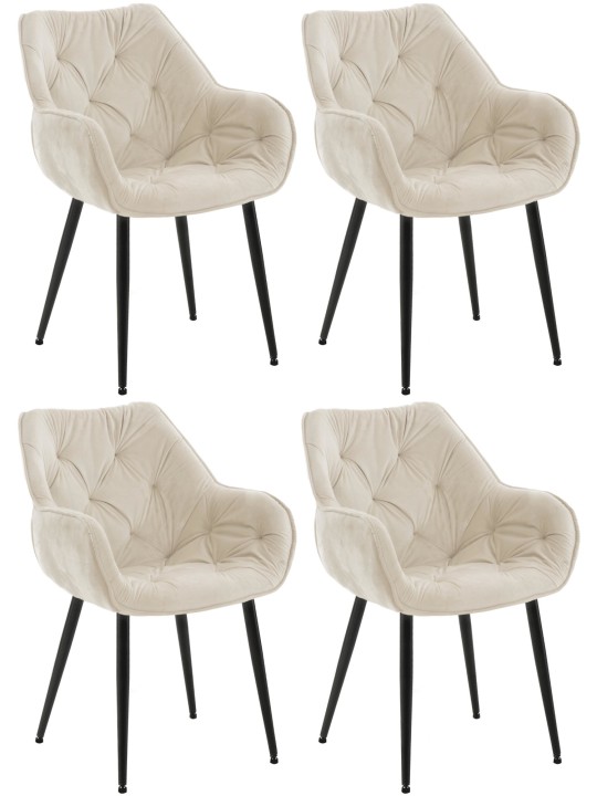 Sada 4 stoličiek Tanna velvet, krémová