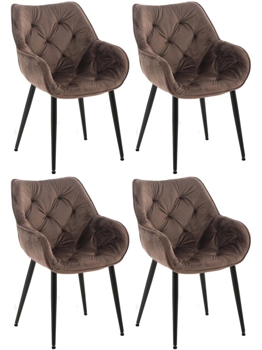 Sada 4 stoličiek Tanna velvet, hnedá