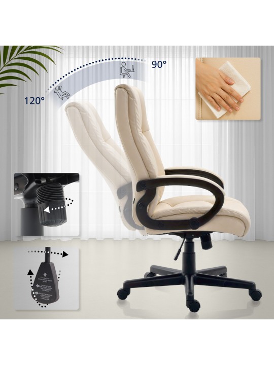 Kancelárske kreslo XL Sparta umelá koža, krémová