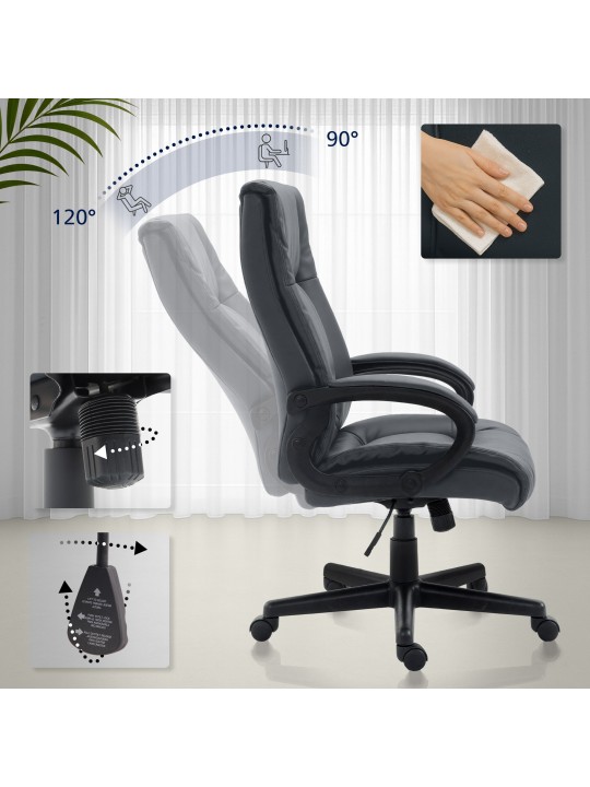 Kancelárske kreslo XL Sparta umelá koža, sivá