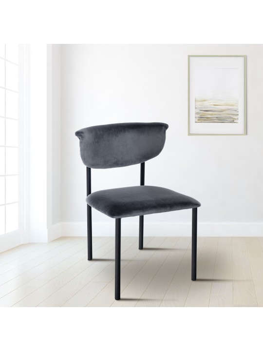 Sada 2 návštevníckych stoličiek Gambell velvet, tmavosivá