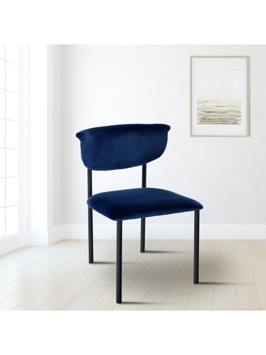 Sada 2 návštevníckych stoličiek Gambell velvet, tmavomodrá