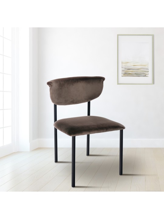 Sada 2 návštevníckych stoličiek Gambell velvet, hnedá