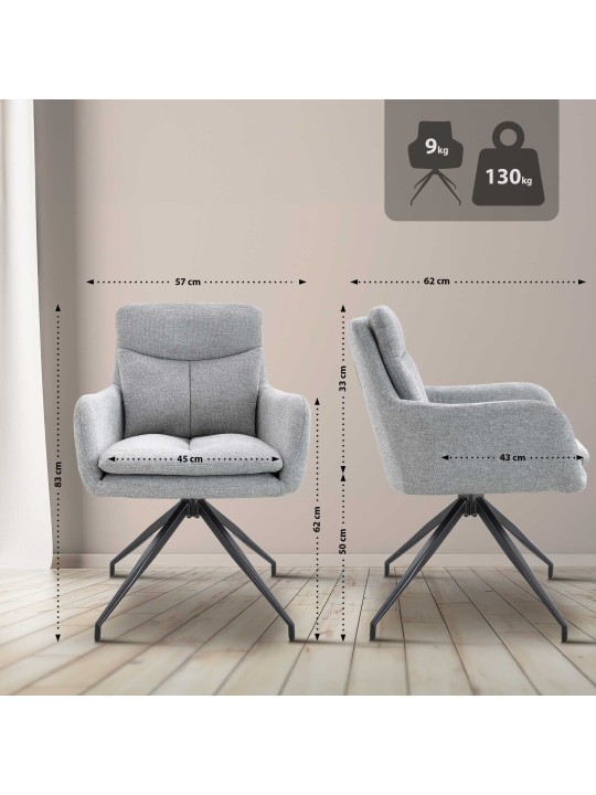 Jedálenská stolička Somers látka, svetlosivá