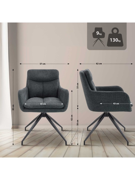 Jedálenská stolička Somers látka, tmavosivá