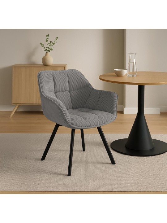 Stolička do jedálne Jordi Cord, sivá