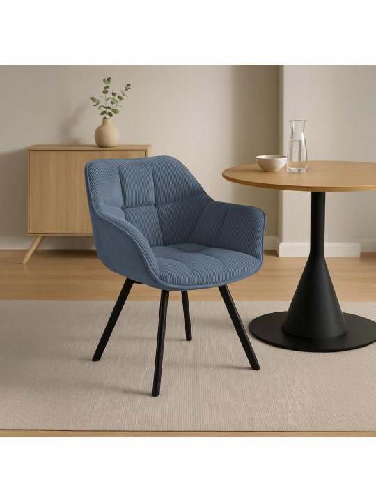 Stolička do jedálne Jordi Cord, modrá