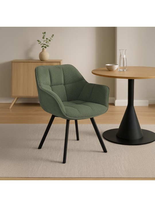 Stolička do jedálne Jordi Cord, zelená