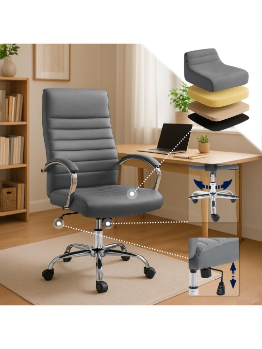 Kancelárske kreslo Valais z umelej kože, sivá