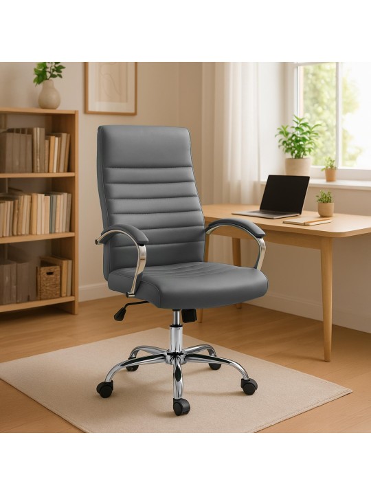 Kancelárske kreslo Valais z umelej kože, sivá