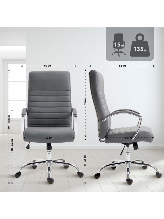 Kancelárske kreslo Valais z umelej kože, sivá
