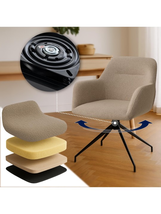 Jedálenská stolička Merlinda látka Teddy, šedohnedá