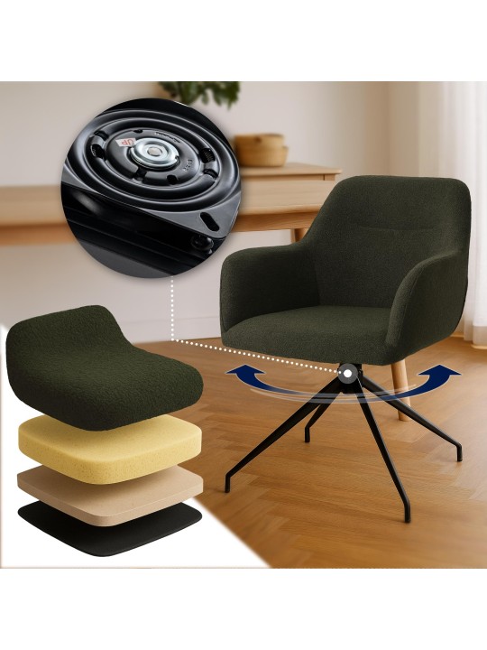 Jedálenská stolička Merlinda látka Teddy, tmavozelená