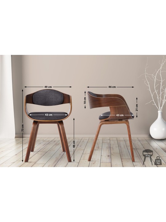 Sada 2 stoličiek látka Kingston, orech/svetlosivá