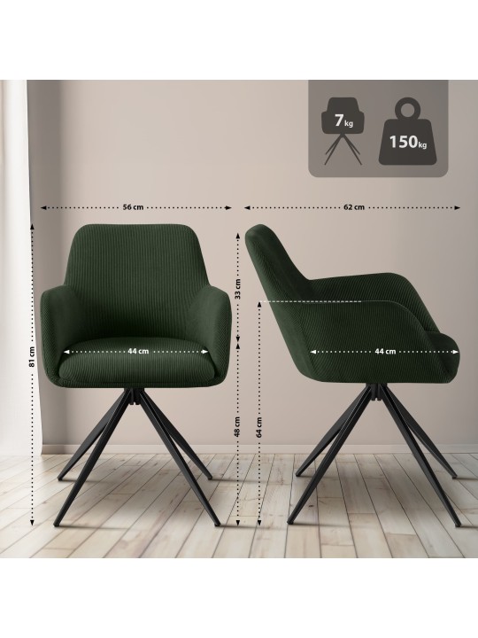 Jedálenská stolička Olema Cord, zelená