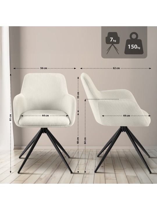 Jedálenská stolička Olema Cord, krémová