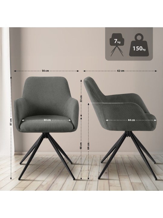 Jedálenská stolička Olema Cord, sivá