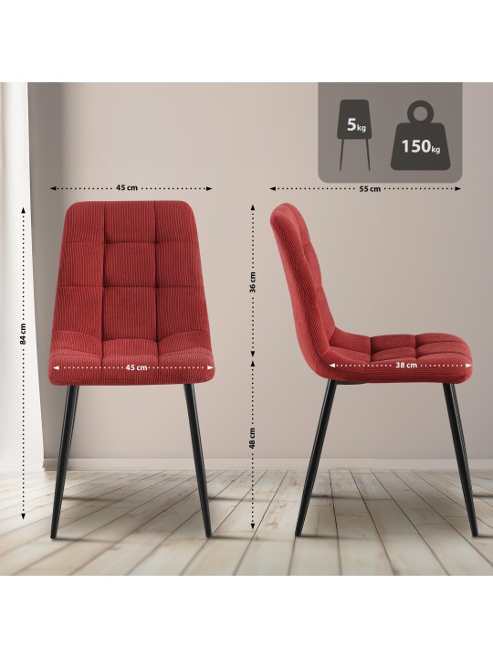 Sada 4 jedálenských stoličiek Tilde Cord, bordeaux