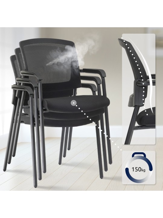 Súprava 2 návštevníckych stoličiek Volga, čierna