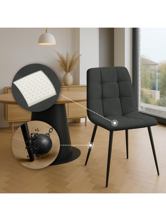 Sada 4 jedálenských stoličiek Tilde Fabric, tmavosivá