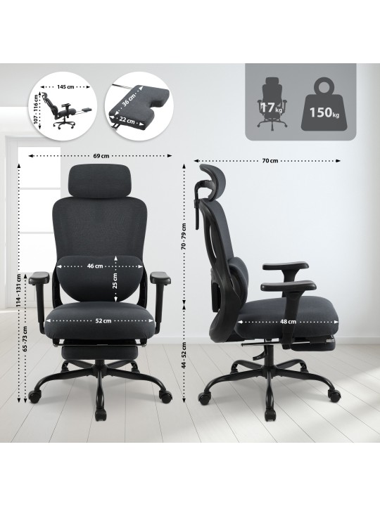 Kancelárska stolička Leesburg, čierna/čierna