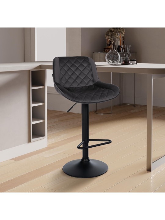 Sada 2 barových stoličiek Kasson velvet, čierna