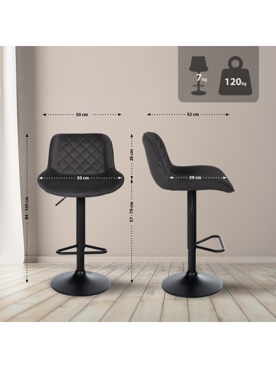 Sada 2 barových stoličiek Kasson velvet, čierna