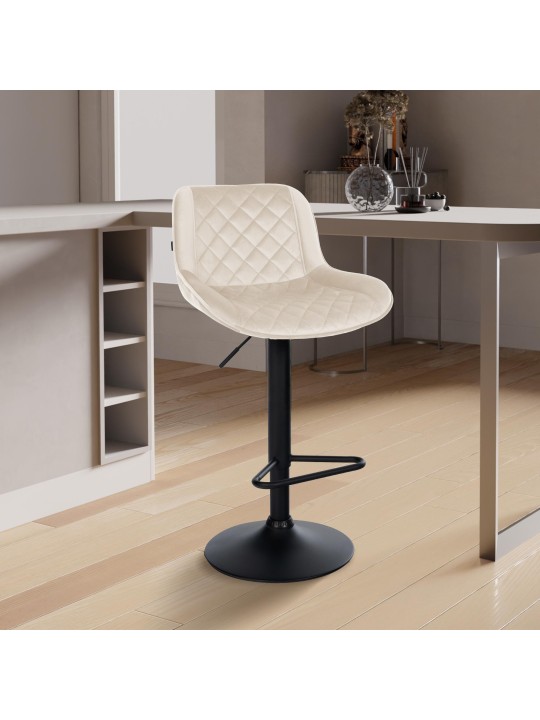 Sada 2 barových stoličiek Kasson velvet, krémová