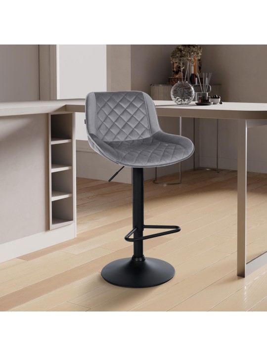 Sada 2 barových stoličiek Kasson velvet, tmavosivá