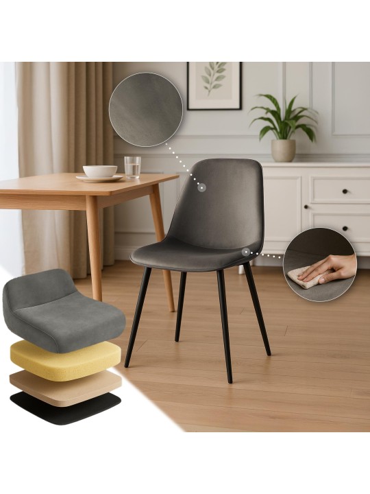 Zamatová jedálenská stolička Maryam, antracitová