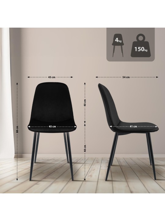 Zamatová jedálenská stolička Maryam, čierna