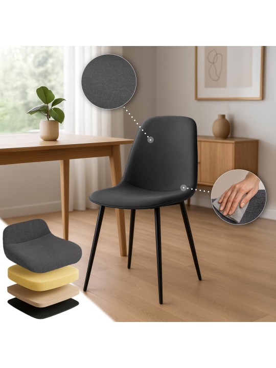 Jedálenská stolička Maryam látka, tmavosivá