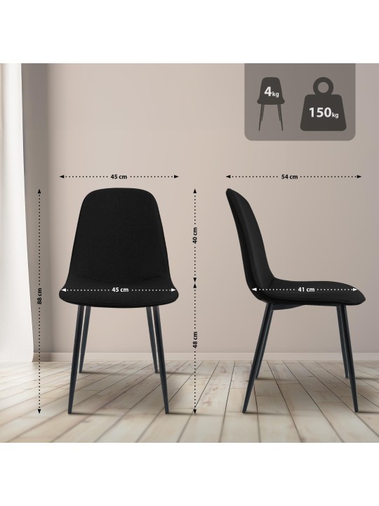 Jedálenská stolička Maryam látka, čierna