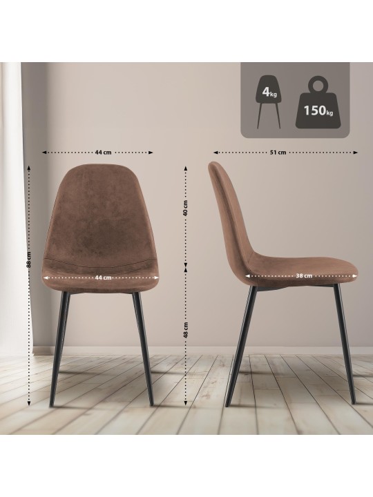 Sada 4 jedálenských stoličiek Napier z umelej kože, hnedá