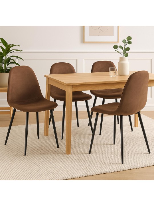 Sada 4 jedálenských stoličiek Napier z umelej kože, hnedá