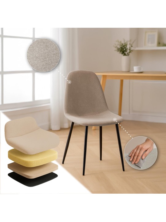 Súprava 4 jedálenských stoličiek Napier látka, krémová