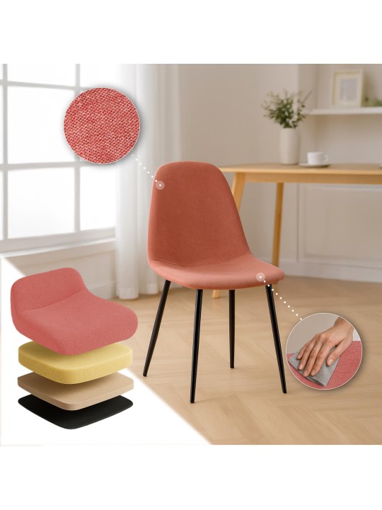 Súprava 4 jedálenských stoličiek Napier látka, oranžová