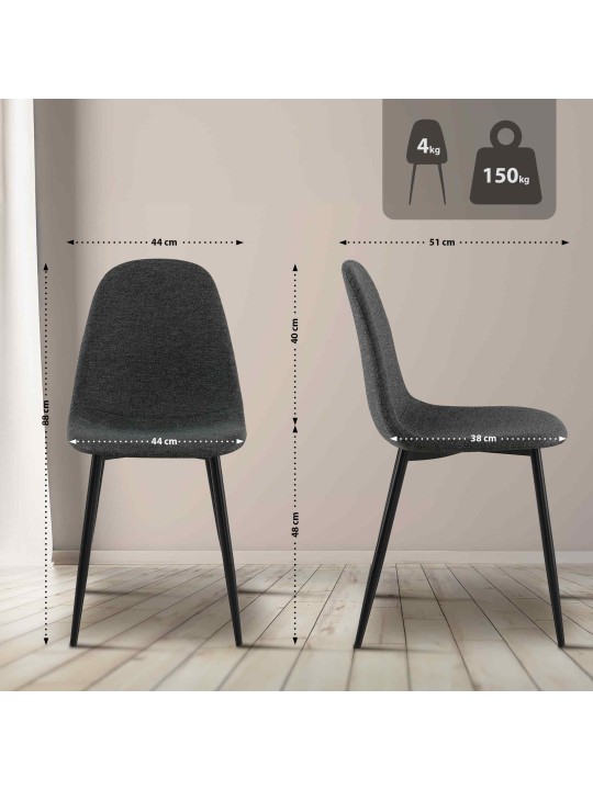 Súprava 4 jedálenských stoličiek Napier látka, čierna