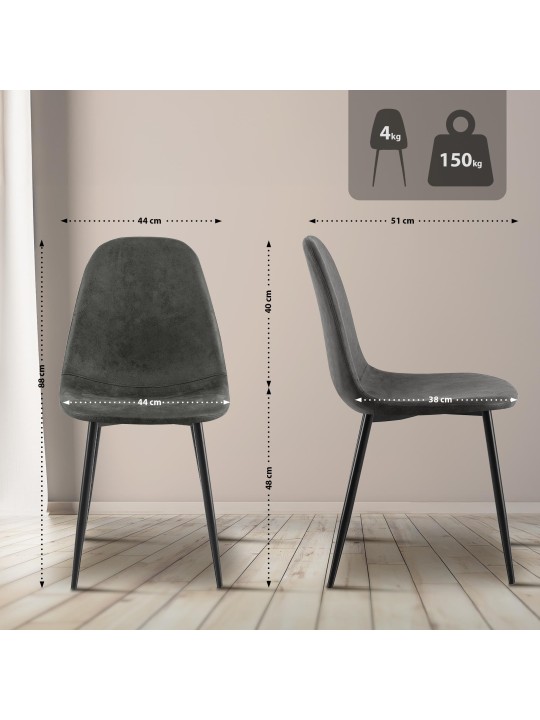 Sada 4 jedálenských stoličiek Napier z umelej kože, čierna