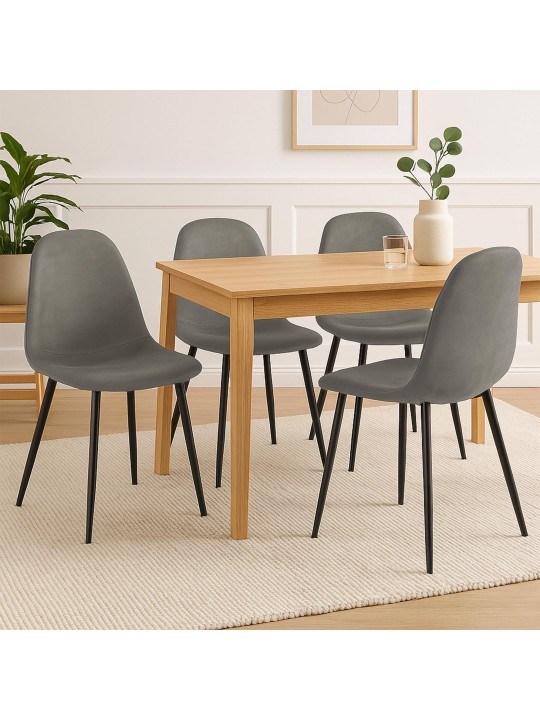 Sada 4 jedálenských stoličiek Napier z umelej kože, tmavosivá