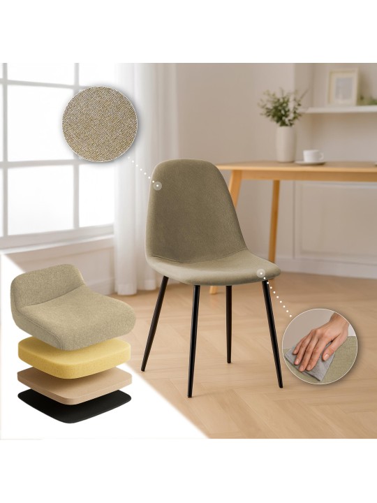 Súprava 4 jedálenských stoličiek Napier látka, šedohnedá