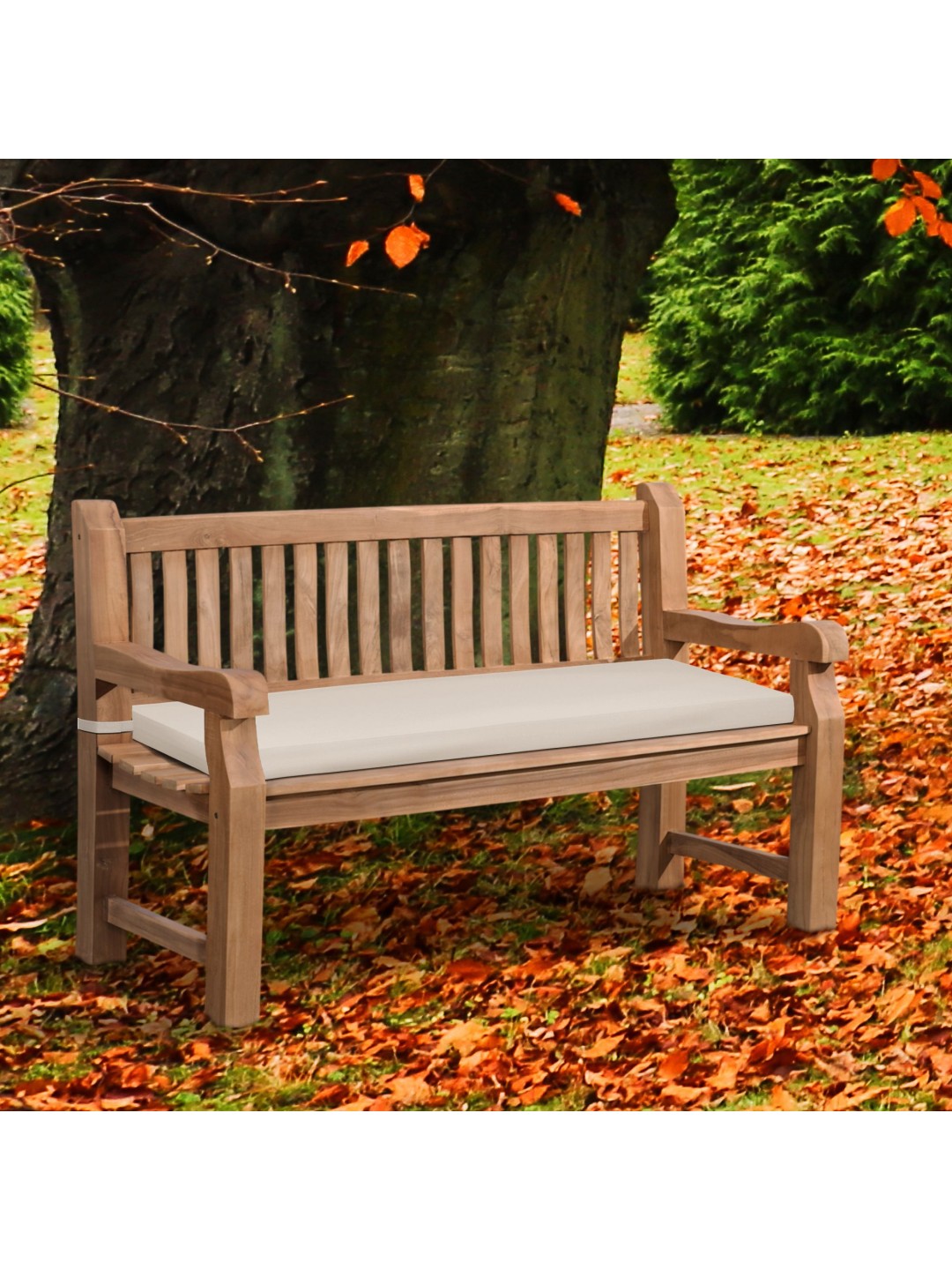 Teaková lavica Jackson s podsedákom 150 cm + teak, krémová