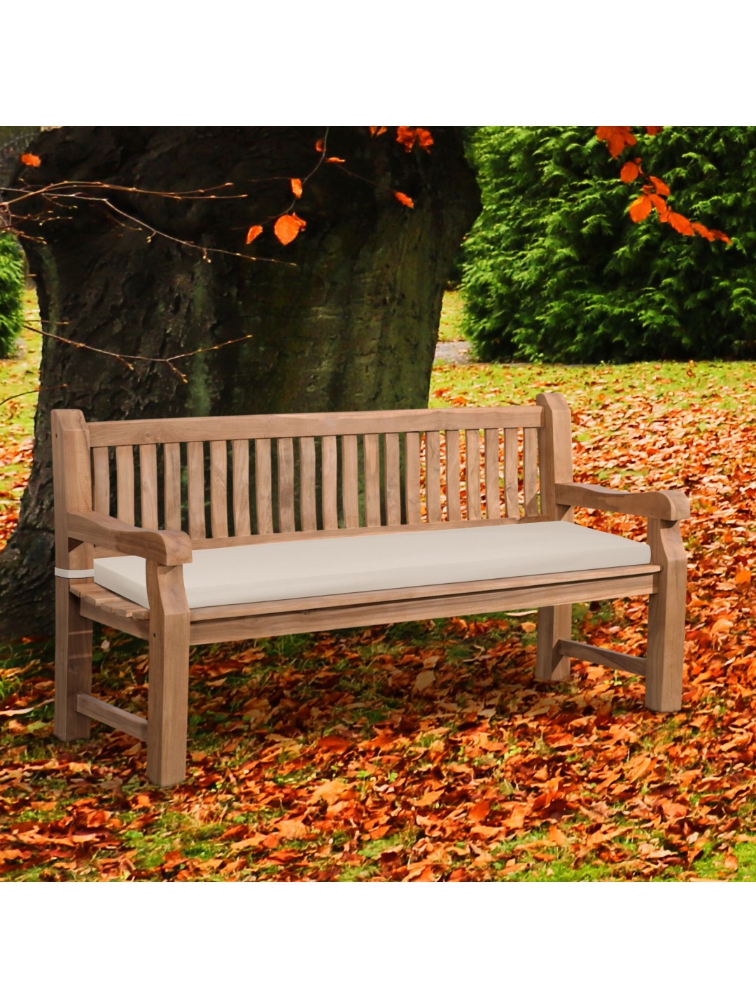 Teaková lavica Jackson s podsedákom 180 cm + teak, krémová