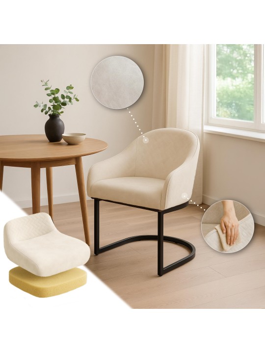 Jedálenská stolička Jarik vintage velvet, krémová