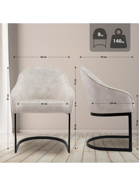 Jedálenská stolička Jarik vintage velvet, krémová