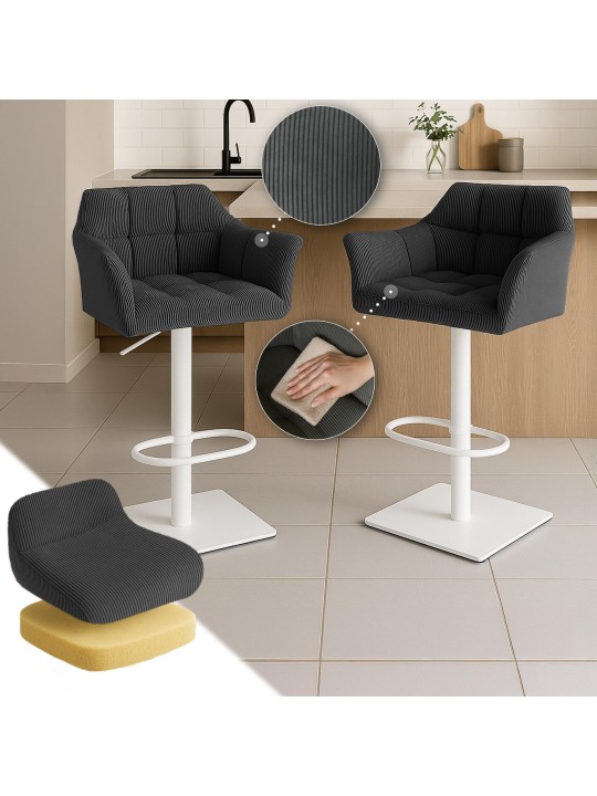 Barová stolička Damaso W Cord, tmavosivá