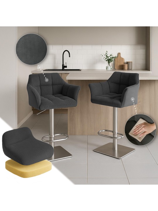 Barová stolička Damaso E Cord, tmavosivá