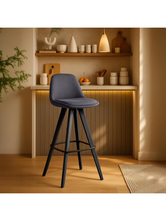 Sada 2 barových stoličiek Corbin Fabric Square, tmavosivá